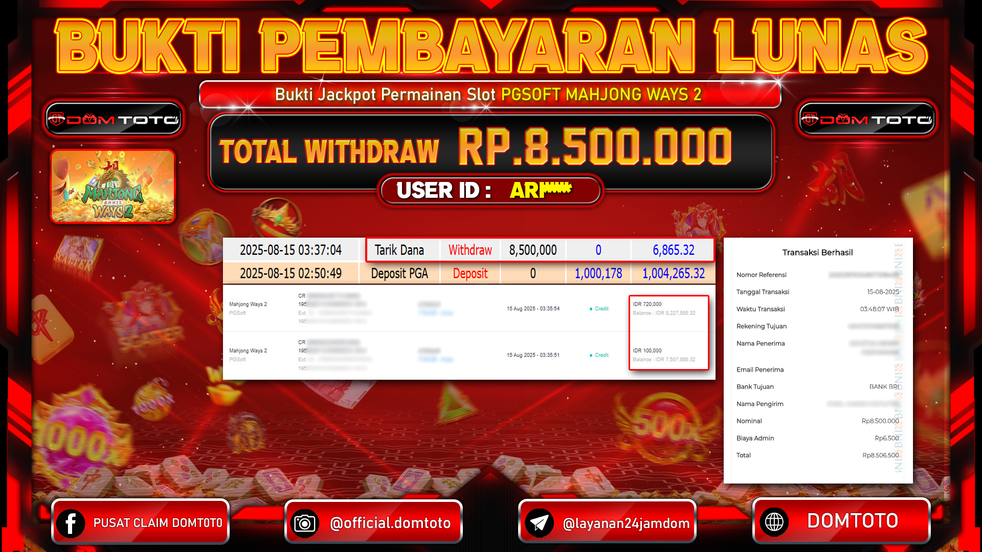 JACKPOT SLOT MAHJONG WAYS 2 15 AGUSTUS  2025